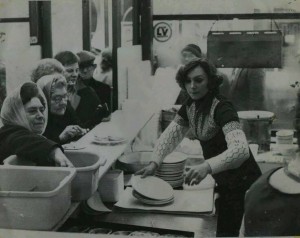 Serving up at G Kelly pie and mash shop, from the Living in Bow image archive project on Facebook