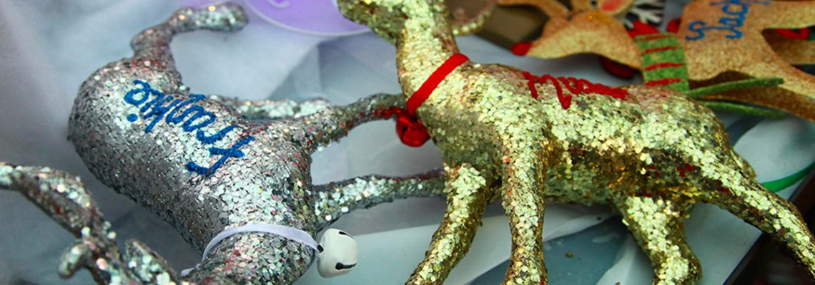 Sparkly christmas tree reindeer decoration
