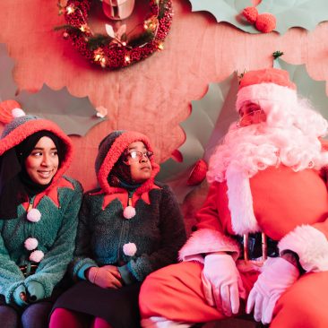 Santa's Grotto and his elves at Roman Road Christmas Fair 2016