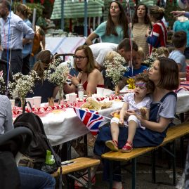 Queens Birthday Tea party on Roman Road in Bow, East London