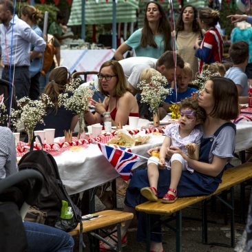 Queens Birthday Tea party on Roman Road in Bow, East London